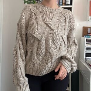 Wildflowers Cable Knit Sweater - Tan